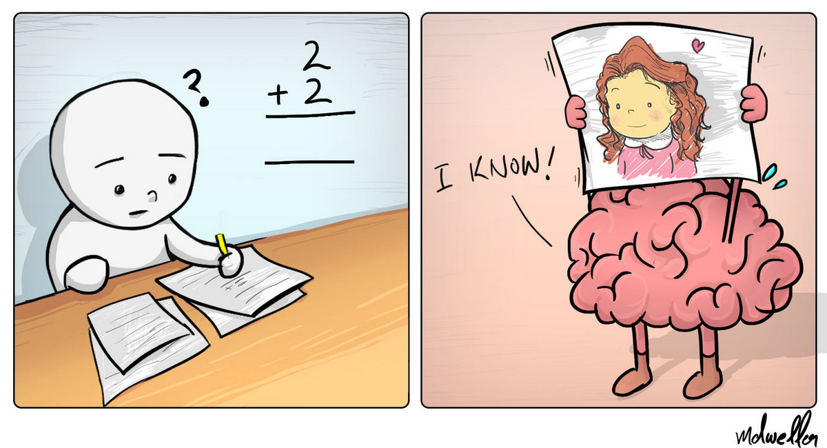 Basic math questions comic strip.